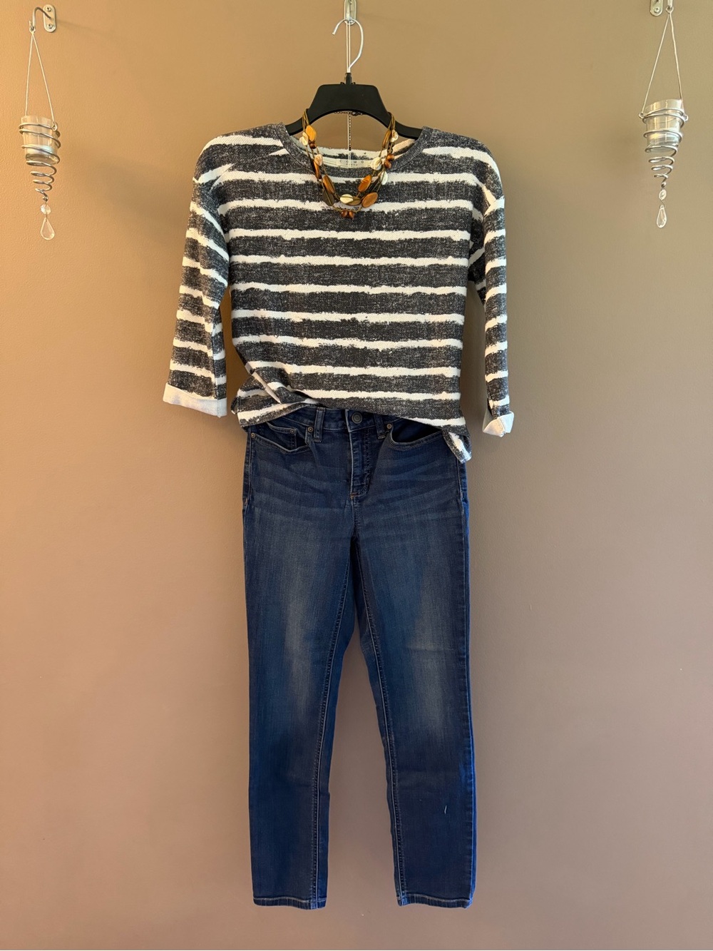 Striped Navy/Gray and White Knit Top Classic w/ a Twist ⛵️Beach Vibe